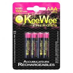 Lot de 4 piles AAA HR03 rechargeables Keewee Energies