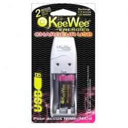Chargeur USB KeeWee Energies de piles AAA et AA + 2 PILES AAA OFFERTES