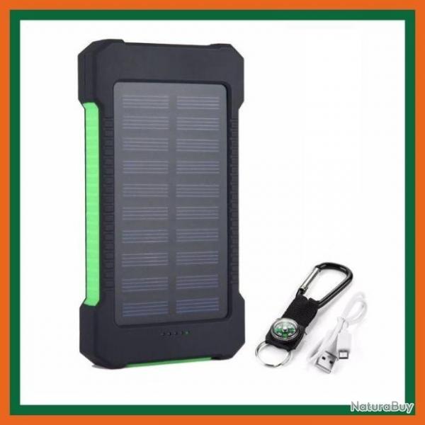 Power bank solaire 200000mAh - Eclairage LED - Vert - Livraison gratuite et rapide
