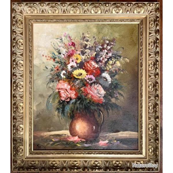 Huile sur toile bouquet de fleurs Robert MOGISSE