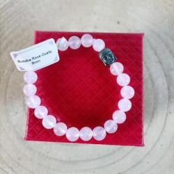 Bracelet pierre naturelle Quartz rose  avec bouddha perles 8 mm