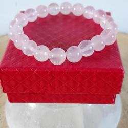 Bracelet pierre naturelle Quartz rose   perles 10 mm avec écrin ( Promo )