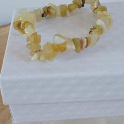 Bracelet baroque en pierre naturelle Opale jaune avec écrin