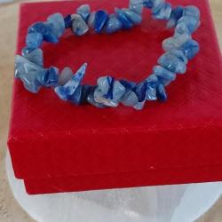 Bracelet baroque en pierre naturelle Aventurine bleue avec écrin