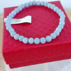 Bracelet pierre naturelle Angélite perles 6 mm avec écrin