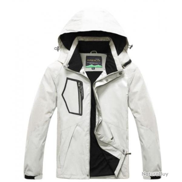 Veste de Randonne blanche pour homme , impermable coupe vent.....livraison offerte