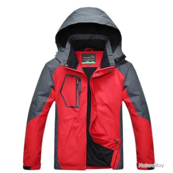 Veste de Randonne rouge pour homme , impermable coupe vent.....livraison offerte