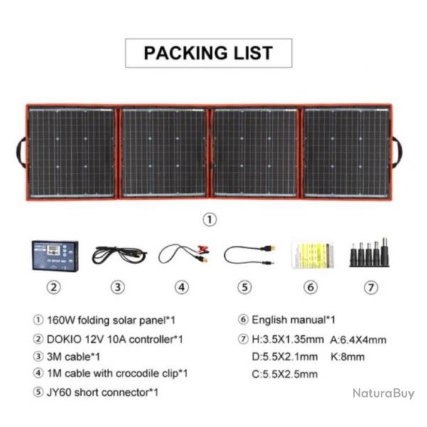 Pack complet Panneau solaire pliable Portable 150W avec rgulateur 12V, Flexible...LIVRAISON OFFERTE