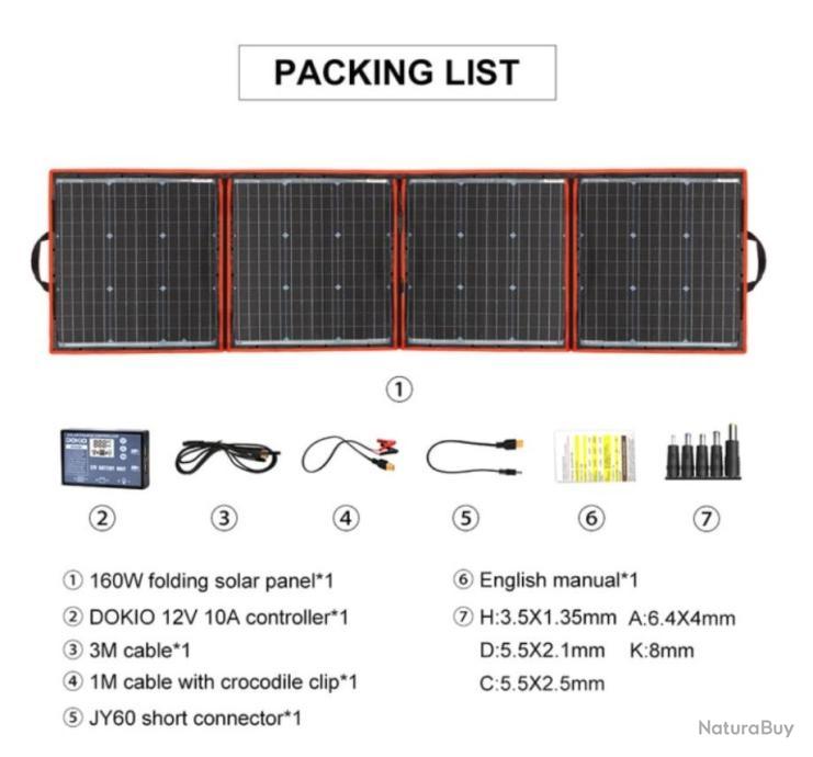 Kit panneau solaire pliable DOKIO 100W : l'énergie transportable