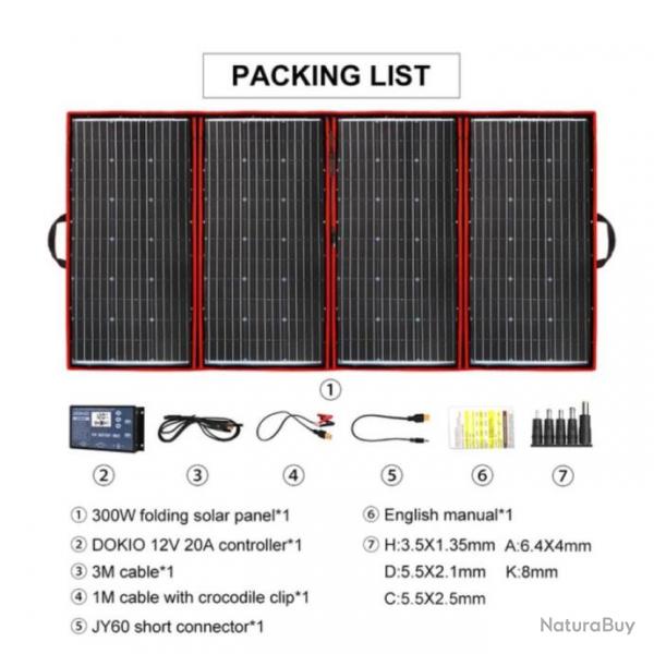 Pack complet Panneau solaire pliable Portable 300W avec rgulateur 12V, Flexible...LIVRAISON OFFERTE