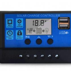 Contrôleur de Charge Solaire avec Régulateur de Batterie et Écran LCD, 10A  Réglable,