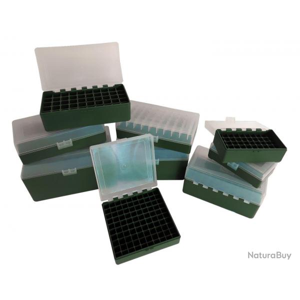MEGALINE - BOITE A CARTOUCHES CAL 45ACP/44 VERTE COUVERCLE TRANSPARENT