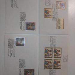 Lot 4 enveloppes avec timbres et cachets : Autriche 1983 et 1988.