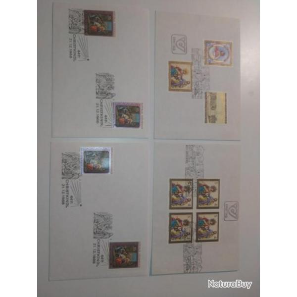 Lot 4 enveloppes avec timbres et cachets : Autriche 1983 et 1988.