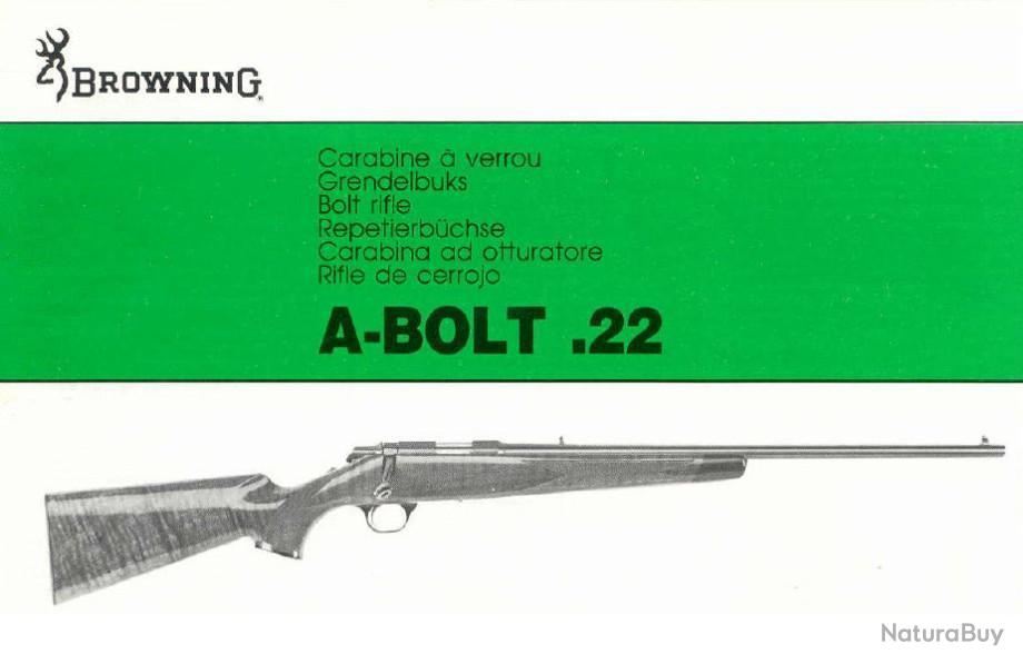 Manuel pour la carabine BROWNING ABOLT cal 22 long rifle - K7 et DVD ...