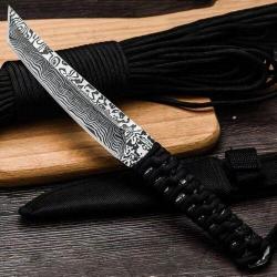 couteau motif damas laser damascus tanto tactique survie style japonais collection custom  #0082