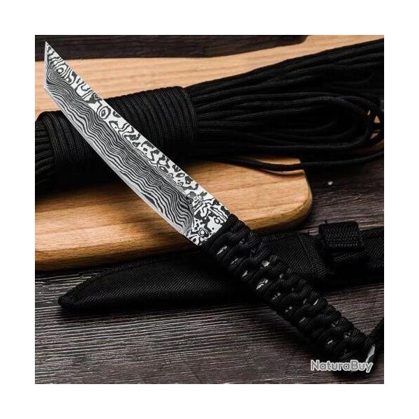 couteau motif damas laser damascus tanto tactique survie style japonais collection custom  #0082