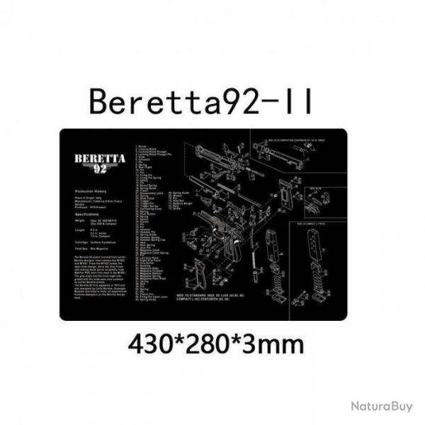 Tapis Nettoyage Beretta 92-11 Vue Eclate Arme Pistolet Revolver