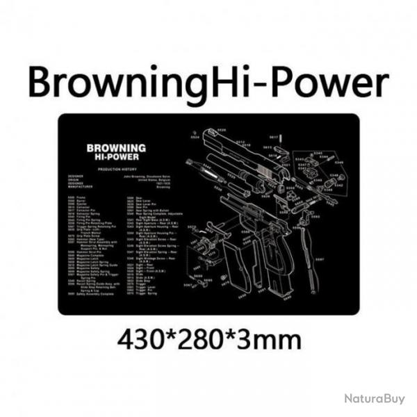 Tapis Nettoyage Browning Hi-Power Vue Eclate Arme Pistolet Revolver