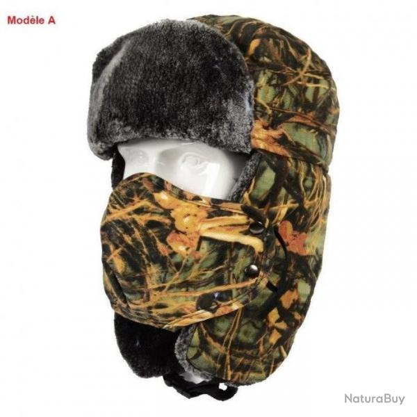 Chapka Camouflage Fort Taille Unique Homme Chasse Protection Froid 3 Modles ABC Taille Unique