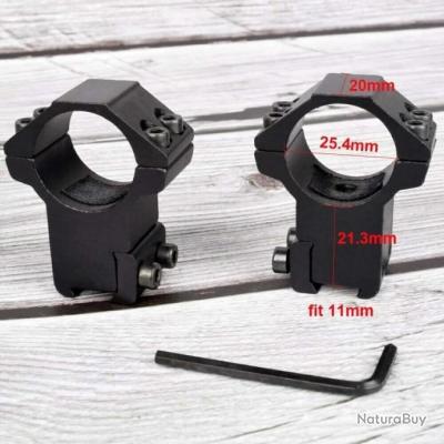 Colliers De Fixation Pour Lunette De Tir Rail 11 Mm Type Tunnel Diametre 25 4 Mm 1 Pouce  Item 13153525