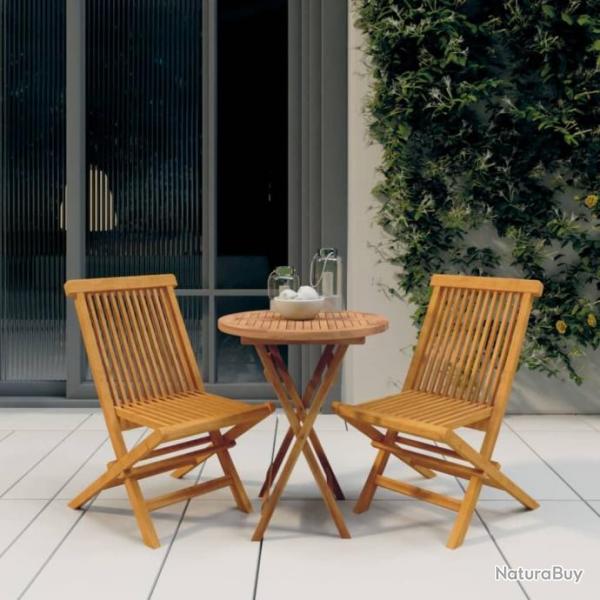 Ensemble de salle  manger de jardin 3 pcs Bois de teck massif