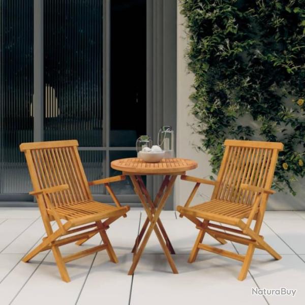 Ensemble de salle  manger de jardin 3 pcs Bois de teck massif