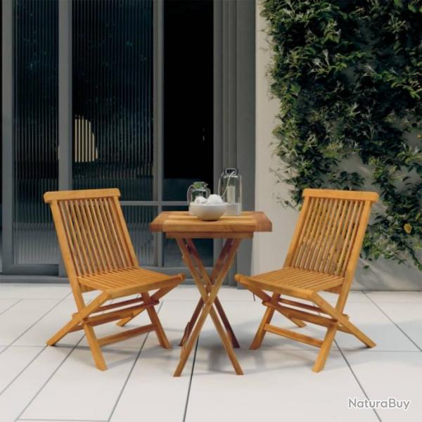 Ensemble de salle  manger de jardin 3 pcs Bois de teck massif