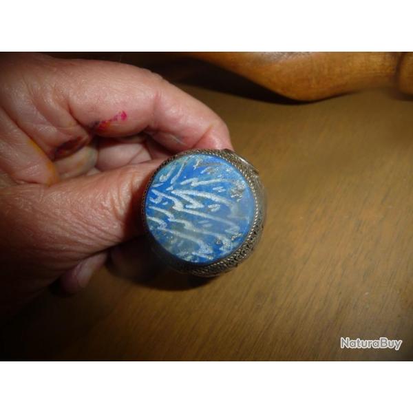 vintage - bague ronde afghanistan intaglio lapis lazuli