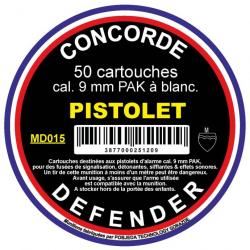 Balles à blanc Concorde Defender pour pistolet - Cal. 9mm PAK