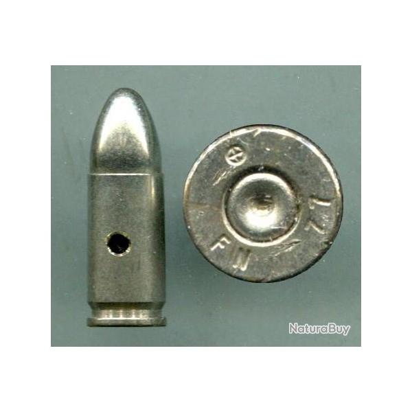 9 mm Parabellum - Inerte de manipulation OTAN - tui nickel - balle nickel ou laiton