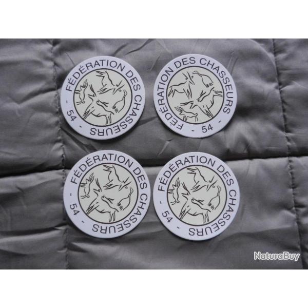 lot de 4 autocollants fdration des chasseurs 54 Meurthe et Moselle