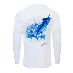 L Shirt Bob Marlin Permormance Shirt Ocean Marlin Blanc