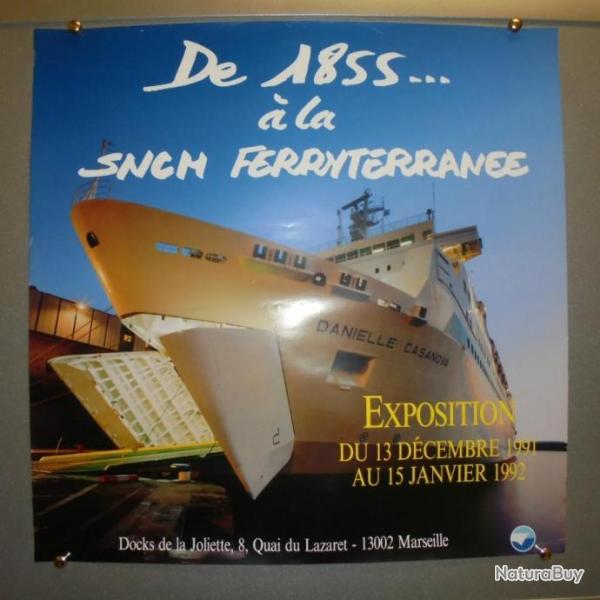 AFFICHE ANCIENNE ORIGINALE Cie MARITIME SNCM FERRY D. CASANOVA Marseille 1991