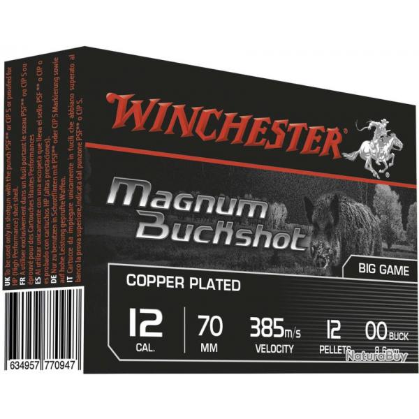 Cartouches Winchester chevrotines cuivres Haute vitesse - Cal. 12/70