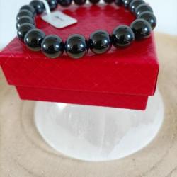 Bracelet en pierre naturelle Onyx perles 10 mm avec écrin