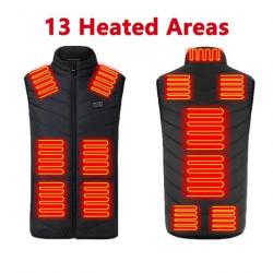 Gilet Chauffant Avec Batterie Noir 13 Zones Chauffantes Sans Manches USB