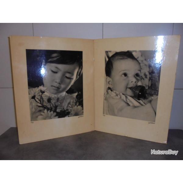 VINTAGE 2 GRANDE PHOTO DEVA PRESS JEAN TOURANE ENFANT BB N&B