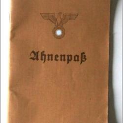 ALLEMAGNE LIVRET DE FAMILLES WW2 - AHNENPASS NSDAP (rare passeport généalogique).