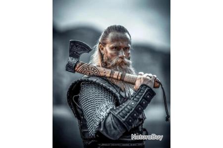 Hache de Combat Gravé Viking Forgée Ragnar Hachette Acier au Carbone  Scandinave Cadeau Homme - Hachette (9751351)