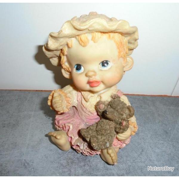 VINTAGE TIRELIRE PERSONNAGE PETITE FILLE FROUFROU OURSON