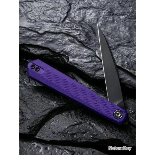Couteau CIVIVI Clavi Purple Lame Acier Nitro-V Wharncliffe Manche G10 IKBS Linerlock Clip CIVC210192