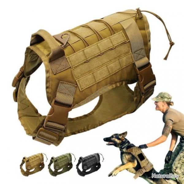 Harnais Tactique Chien Camouflage Militaire M, L et XL Divers Couleurs
