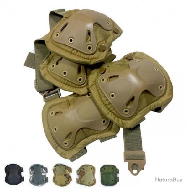Kit Protection Coudire Genouillre Camouflage Chasse Militaire Airsoft Tir
