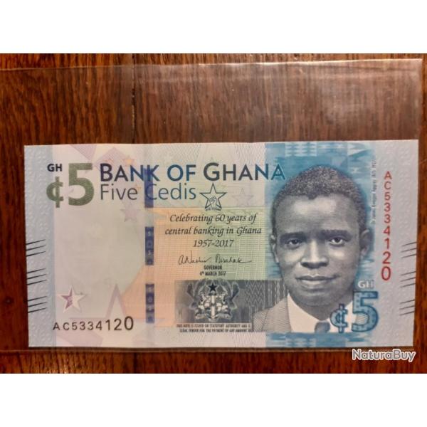 Banque du Ghana. 5 Cedis 2017 neuf