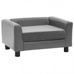 Canapé pour chien 60 cm peluche et synthétique gris 02_0000146