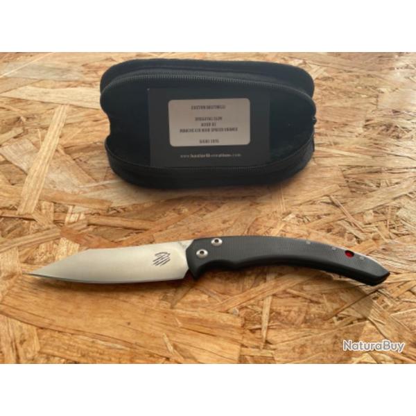 BASTINELLI couteau custom Dragotac slim D2 manche G10 noir spacer orange SICAC 2015