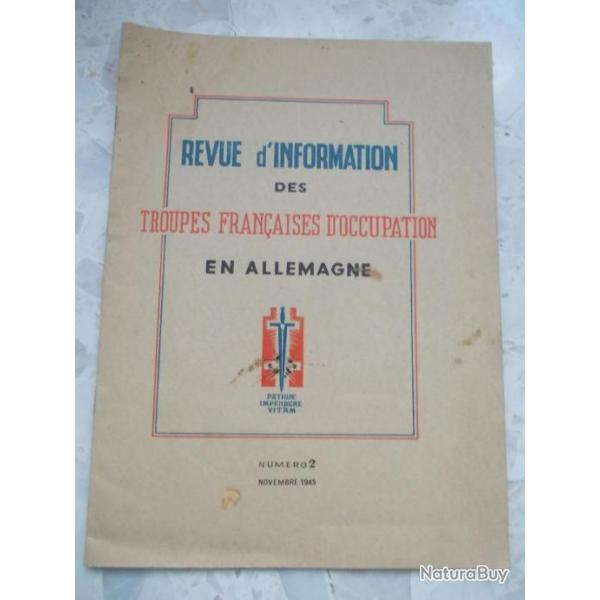 1945 n 2 REVUE des TROUPES FRANCAISES d'OCCUPATION EN ALLEMAGNE, 2 guerre militaire Fr