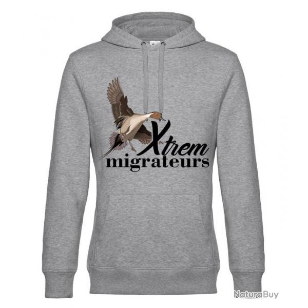 Sweat capuche pilet gris XTREM MIGRATEURS