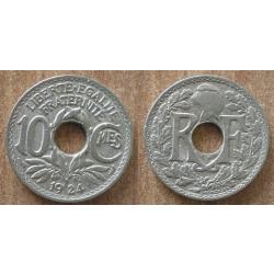 France 10 Centimes 1924 Piece Lindauer Franc